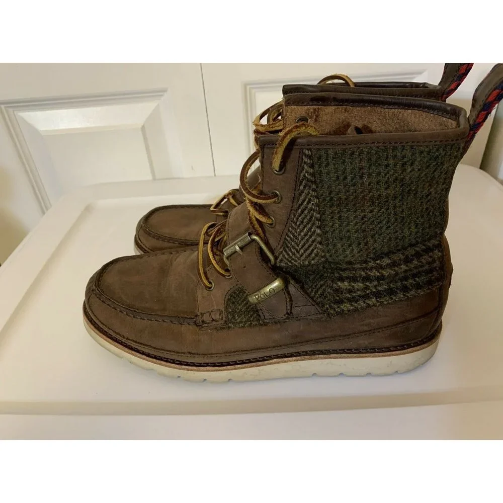 Polo Ralph Lauren Men’s Sz 8.5 D‎ Saddleworth Boots Brown Leather Lace Up